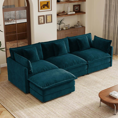 Modular L-Shaped Sectional Sofa with Ottoman
