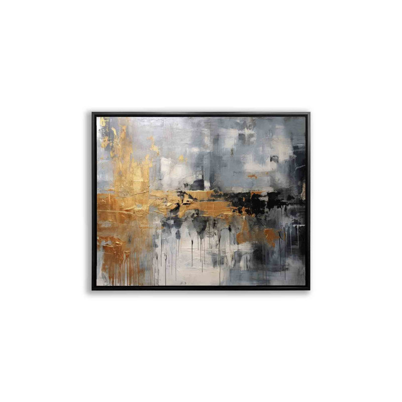 Automne abstrait - impression, Cadre flottant noir, H 4,17 po x l 3,25 po x P 0,27 po