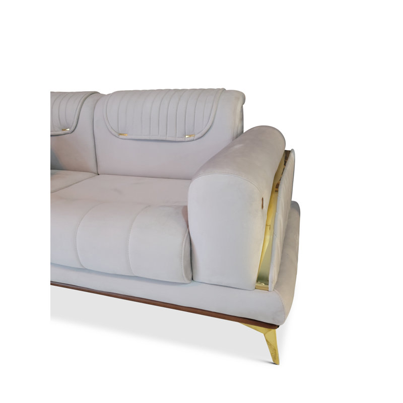 Canapé 87 po, Velours blanc perle