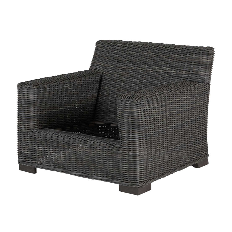 Rustic Woven Lounge Chair, Slate Grey, Welt, Herringbone Sand