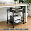 Support pour imprimante sous le bureau à 2 niveaux - Chariot d'imprimante de 20 po de profondeur avec tablettes réglables en hauteur, roulettes et rangement pour bureau personnel-549665849-549665853
