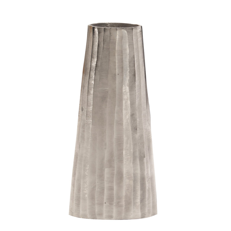 Metal Floor Vase, 17" H x 8" W x 8" D, Metallic Silver