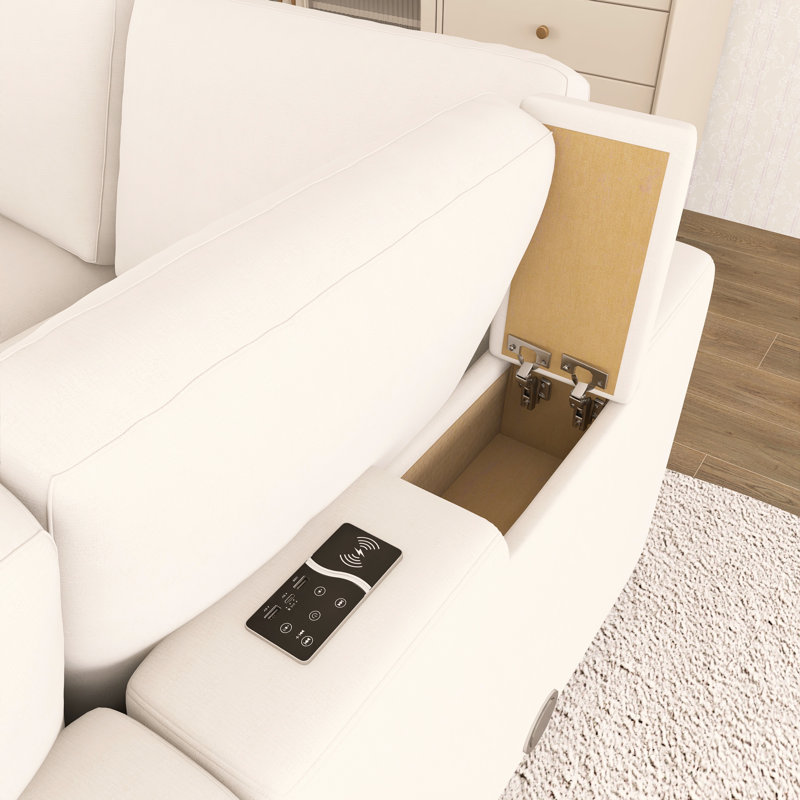 Canapé modulaire de 113 po non rembourré - Rangement, chargement et Bluetooth, Beige