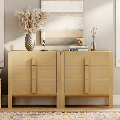 2 Piece Kid Dresser Set For Bedroom, Set Of 2 Baby Dresser With 6 Drawers,Mid Century Modern Wooden Closet Storage Organizer For Nursery, Living Room, by Ebern Designs