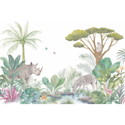 Papier peint fond aquarelle amovible Safari