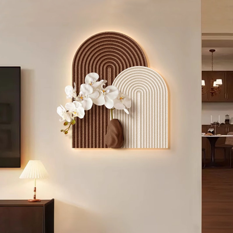Art mural moderne en porcelaine de cristal brun, Brun / Beige, H 19,69 po x l 15,75 po x P 7,87 po