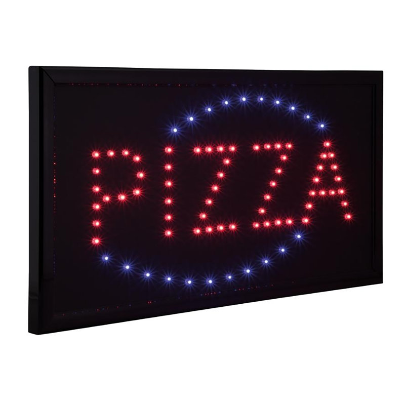 Enseigne murale bleue "Pizza" avec chaîne suspendue 19X10X1