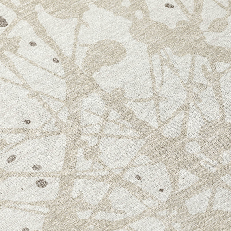 Machine Washable Indoor/Outdoor Chantille ACN2597 Abstract Rug, Ivory, 10' x 14'