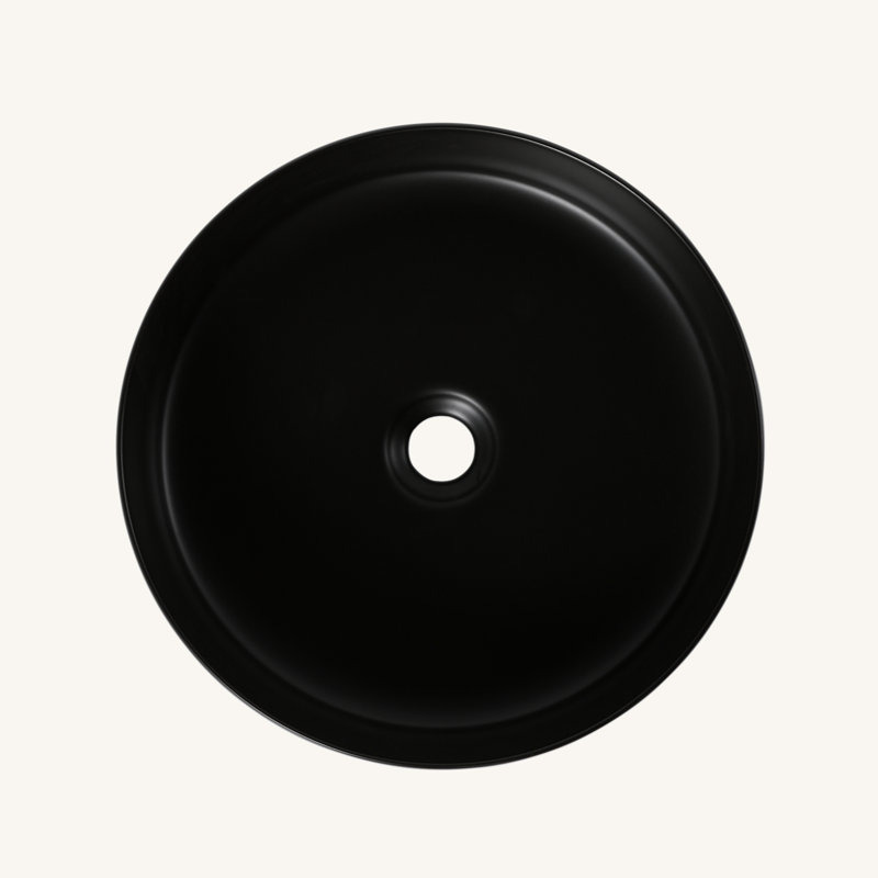 Ceramic Circular Vessel Bathroom Sink Art Sink, Matte Black
