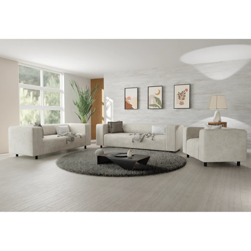 Sofie 3 - Piece Living Room Set, Beige