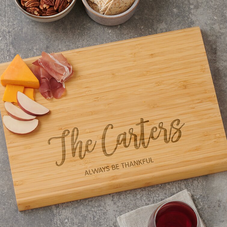 Bamboo Cutting Board with Cheese Knife Set - Laser-Engraved Personalization  Available