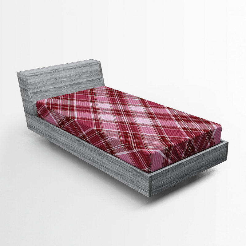 Microfiber Plaid Fitted Sheet, Twin XL Fitted Sheet, Pink Plaid 2
