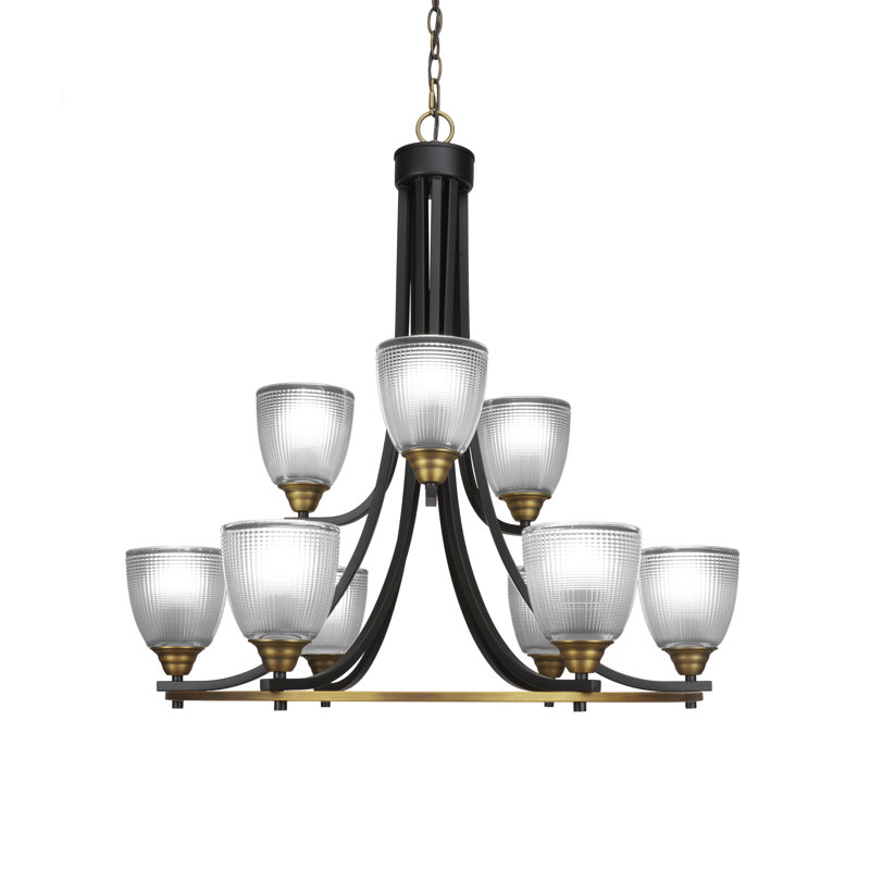 Lustre 9 lumières, Gris, Matte Black/Nickel