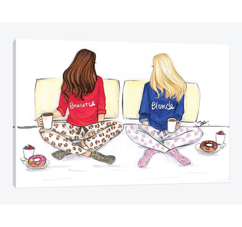 «Blond et brune», impression sur toile, H 8 po x l 12 po x P 0,75 po, Toile tendue