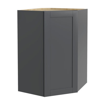 Gallery Express Haven Plywood Assembled 23 in W x 15 in D x 42 in H Corner Diagonal Kitchen Cabinet Left in Onyx