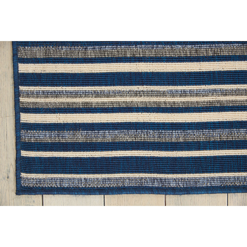Lido Navy Blue/Cream Area Rug, Rectangle 5'3" W x 7'5" L