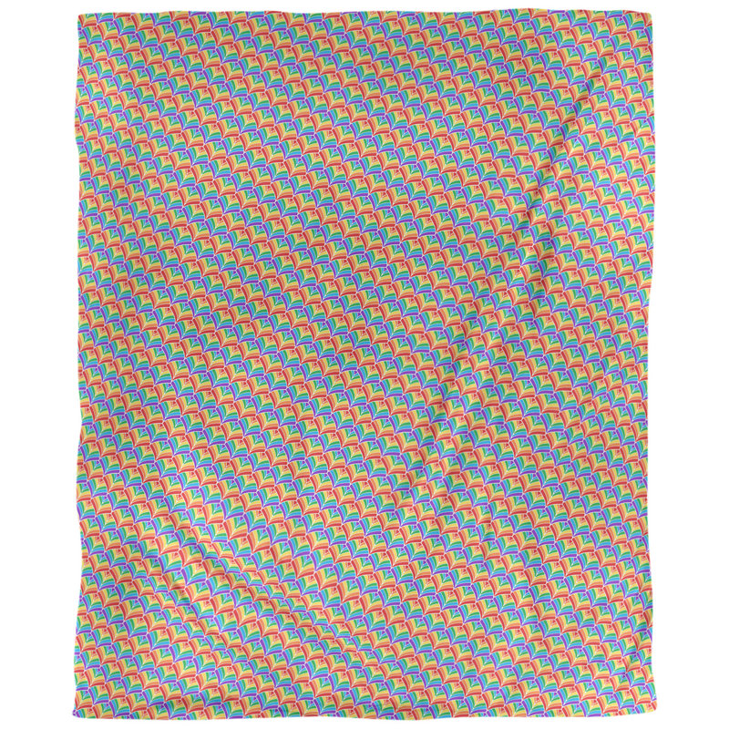 Tissu d’échelle en arc-en-ciel, Bleu / Rouge, L 54 po x l 36 po, Lin huître palazzo