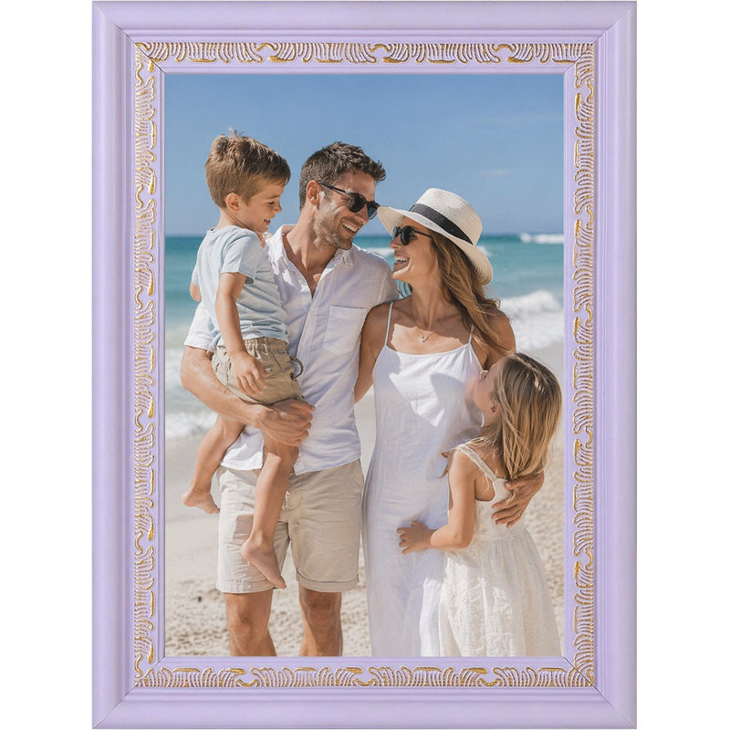 Cadre photo mauve orné avec passe-partout pour affichage mural ou de table, Purple, 5" x 7", 4" x 6"
