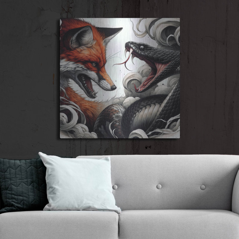  'Fox And Snake' by Rich Monet Metal Wall Art, 36" x 36"