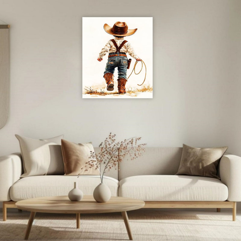 Art mural en toile non encadrée Western Cowboy 24 po x 36 po