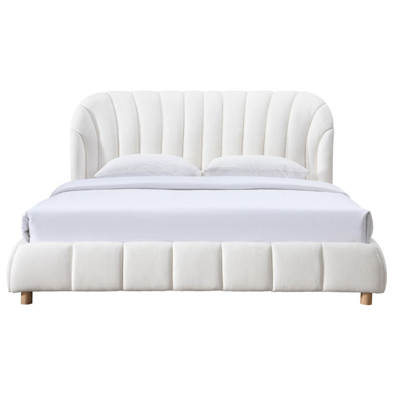 Tillie Channel Tufted Queen Bed, Ivory/Natural, Queen