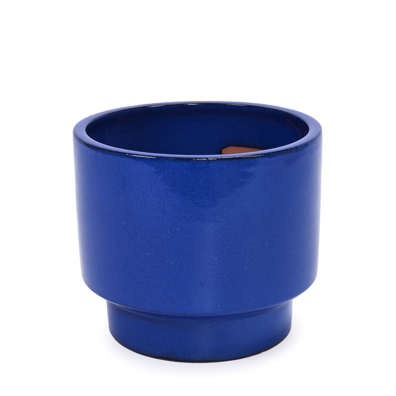 Antique Blue 3 - Piece Ceramic Flowerpot, Practical Planter For Indoor And Outdoor Spaces With Construction Drainage Feature Pieces Modern Of Ceramic, Ideal Patio, Garden Windowsills