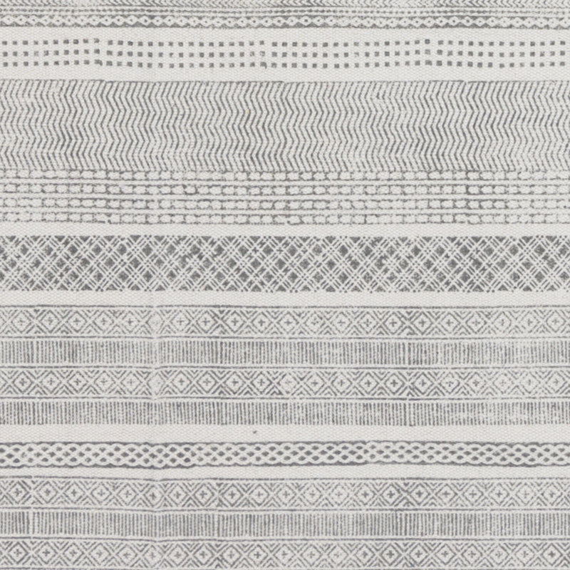 Chardon Striped Handwoven Cotton Charcoal/Ivory Area Rug, Runner 2'6" x 8'