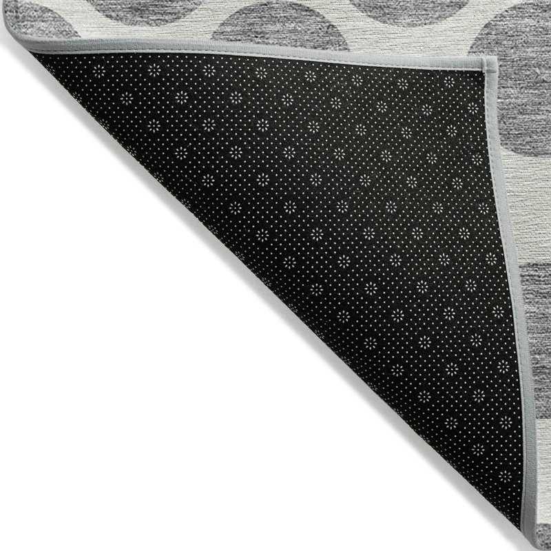 Tapis intérieur lavable à pois gris et ivoire 8 pi x 10 pi