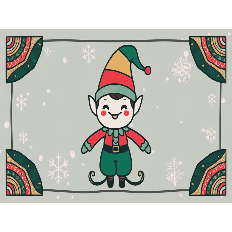 Tapis de vacances d'hiver de Noël lavable The Holiday Aisle®, Rectangulaire 8 pi x 12 pi
