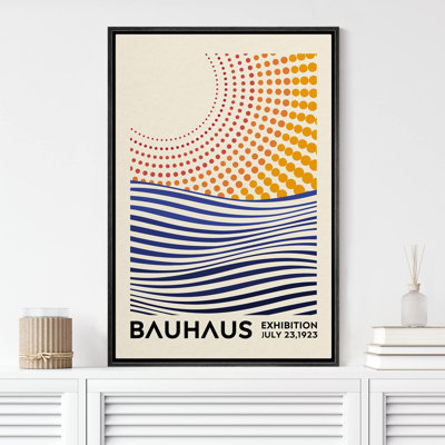 Mid-Century Bauhaus Geometric Sun & Ocean Shapes Abstract Illustrations Modern Art Minimal