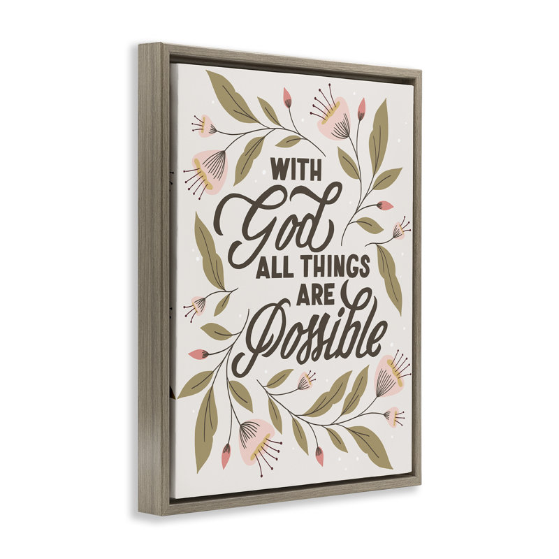 «All Things possible With God», art mural sur toile flottante, design par Muffin Grayson, H 21 po x l 17 po, Brun