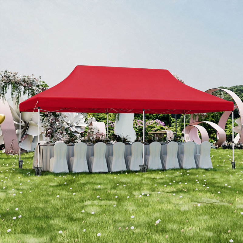 Abri pliant instantané 3 x 6 m (10 x 20 pi) avec 3 hauteurs ajustables, rouge