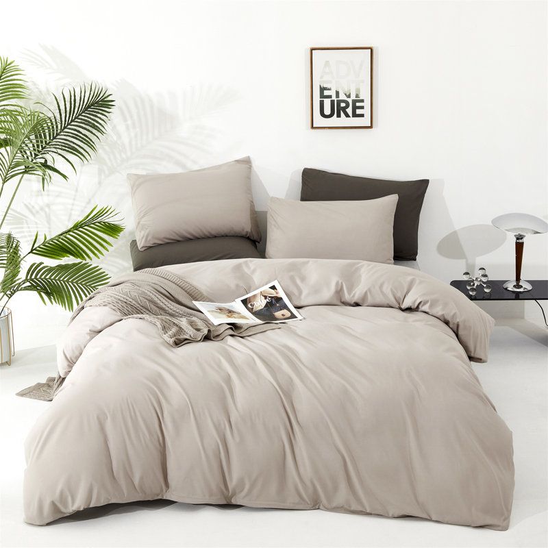 Solid Color Comforter Light Color 3 PCs Bedding Set Pure Color Bed Comforter Set, California King Comforter + 2 Pillowcases