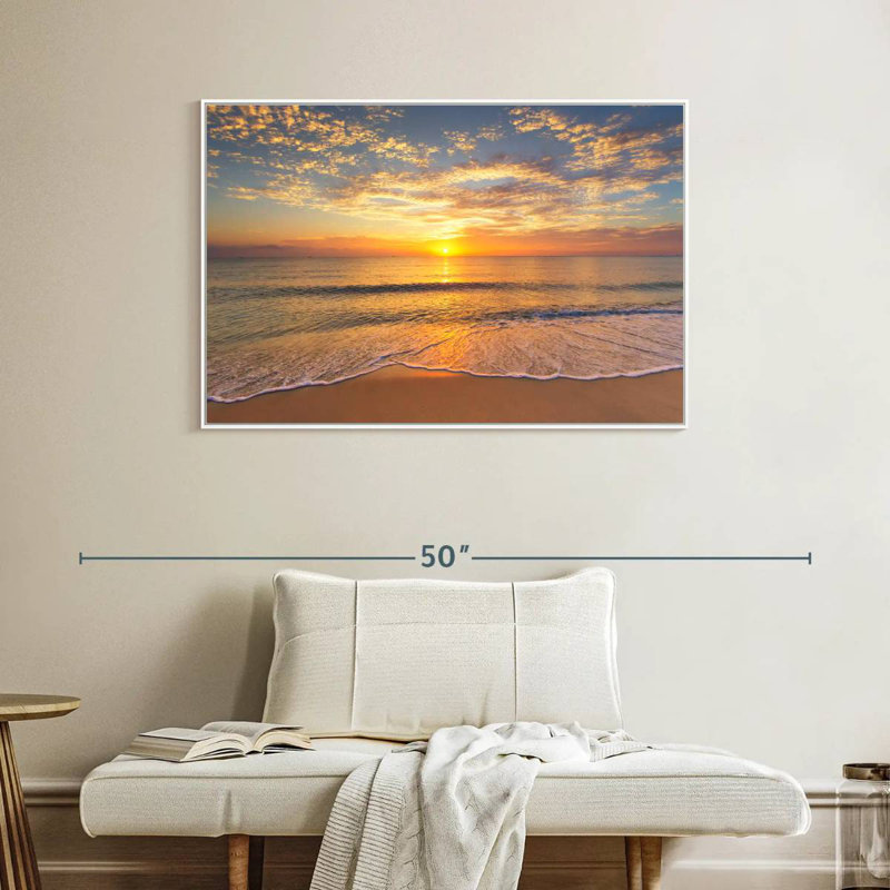 Vue apaisante sur l'océan, Cadre flottant blanc, 40 po x 27 po