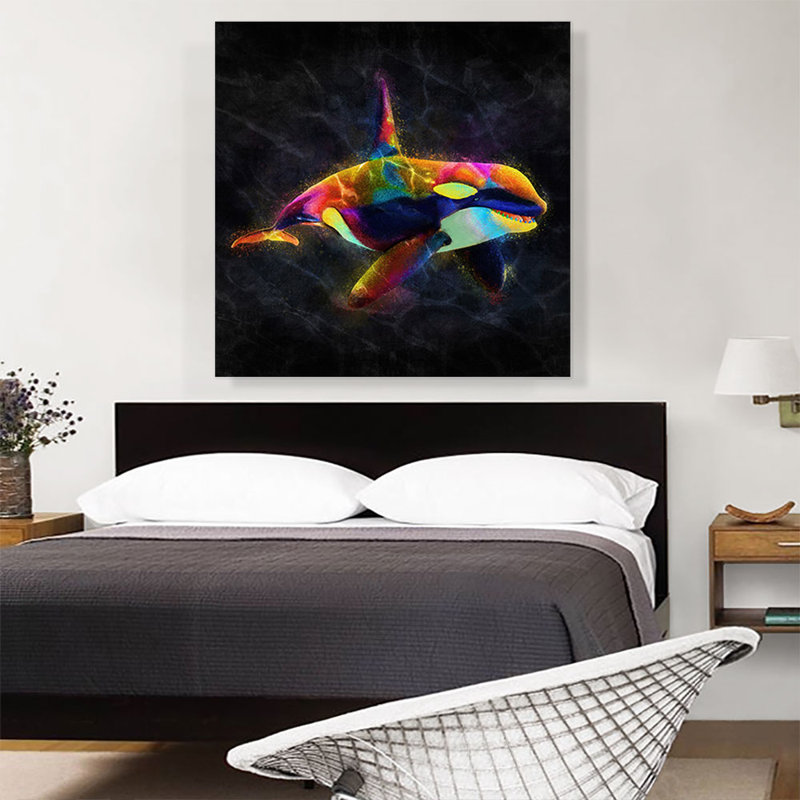 Orque, orque, dauphin, océan, mer - impression sur toile tendue, H 36 po x l 36 po x 1,5 po