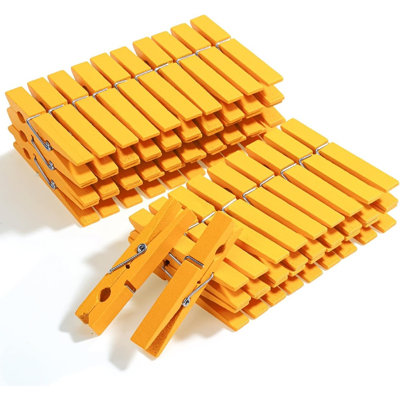 Large Wooden Clothes Pins, 50 Pack Natural Wood Clips with Rust Resistant Spring for Laundry, Crafts, Photos, and Bag Sealing