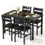 Ensemble de table de salle à manger et de chaises de style campagne moderne 5 pièces, petite table de cuisine rectangulaire avec 4 chaises et support de rangement, plateau de particules et ensemble de coin repas en métal pour 4, ensemble de tables de bar peu encombrantes-1274221451