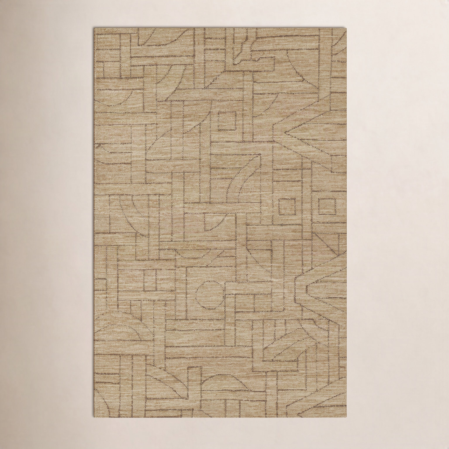 Ann-Sophie Natural Hand-Tufted Geometric Wool Rug, Rectangle 5' x 8'