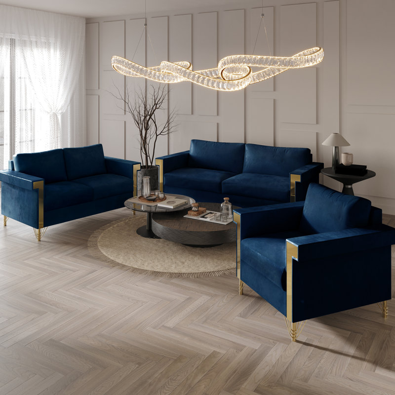 Snaresbrook 3 - Piece Living Room Set, Midnight Blue