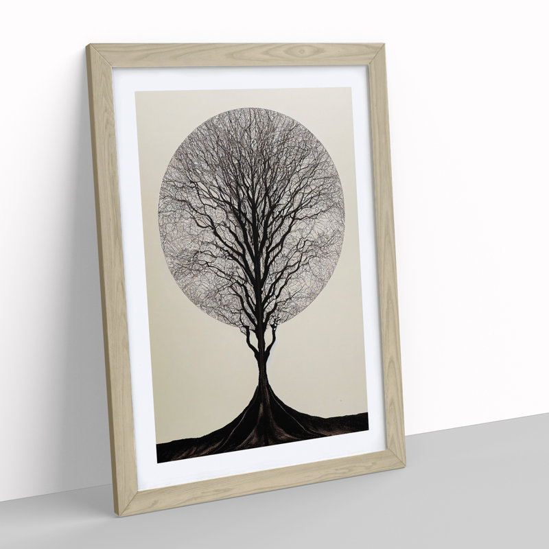 Antique Tree No.7 - Single Picture Frame Print, 34cm H x 25cm W x 2cm D, Oak Framed