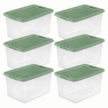Plastic Storage Container Bins With Lids 70 Quart Tote Box Titanium Set of  4