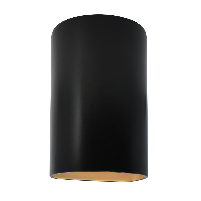 Applique murale 1 lumière Pacursa, H 9,5 po x l 5,75 po x P 4,5 po, DEL intégrées, Noir carbone mat / or champagne