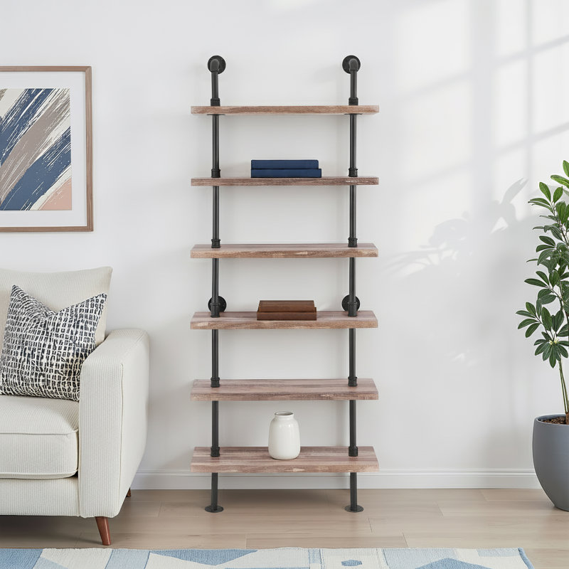 Charter Iron Pipe Wall Mount Ladder Bookcase