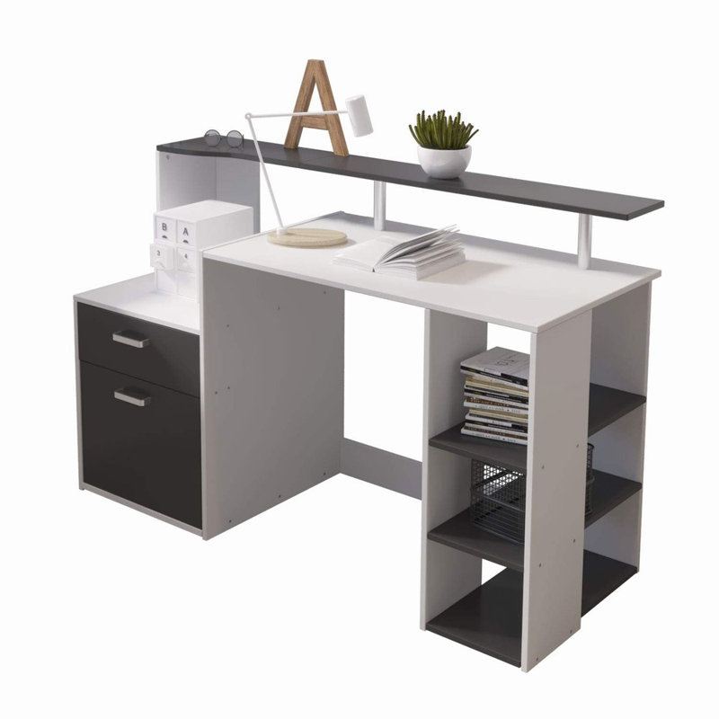 Errold Computer Desk, White/Black