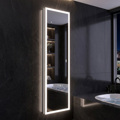16" x 70" Lighted Full-Length Mirror Medicine Cabinet, 5 Shelves, Recessed/Surface Mount