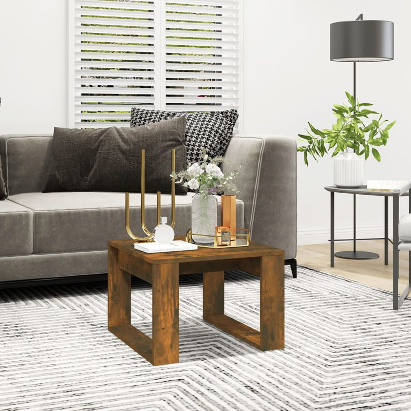 Table d'appoint carrée en bois d'ingénierie minimaliste, Gris Sonoma