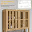 Armoire de rangement en bambou au-dessus de la toilette, organisateur de salle de bain au-dessus de la toilette avec portes à lattes, tablette réglable et tablette ouverte, naturel
