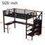 Lit mezzanine double noir avec bureau et garde-robe, cadre de lit en métal peu encombrant avec USB et DEL