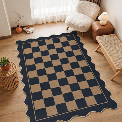 Tapis festonné à carreaux pour l'extérieur 