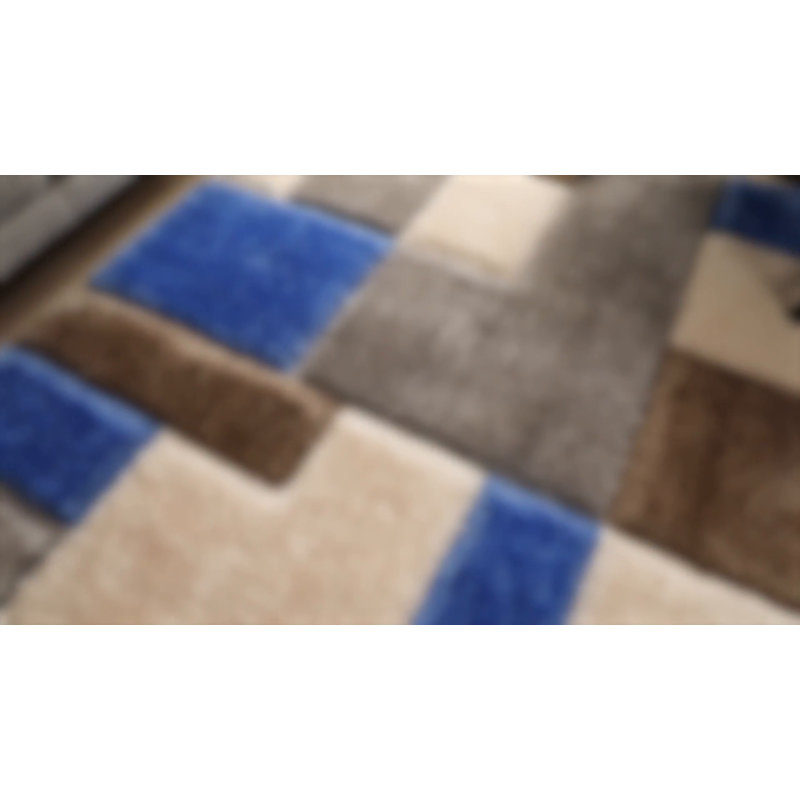 San Francisco Blue and Gray Geometric Shag Rug 8' x 10'